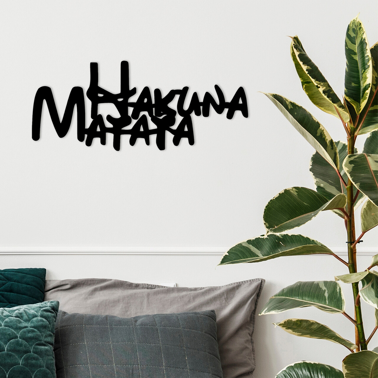 Decoratiune de perete, Hakuna Matata 5, Dimensiune: 66 x 1,5 x 27 cm, Negru - imagine 7